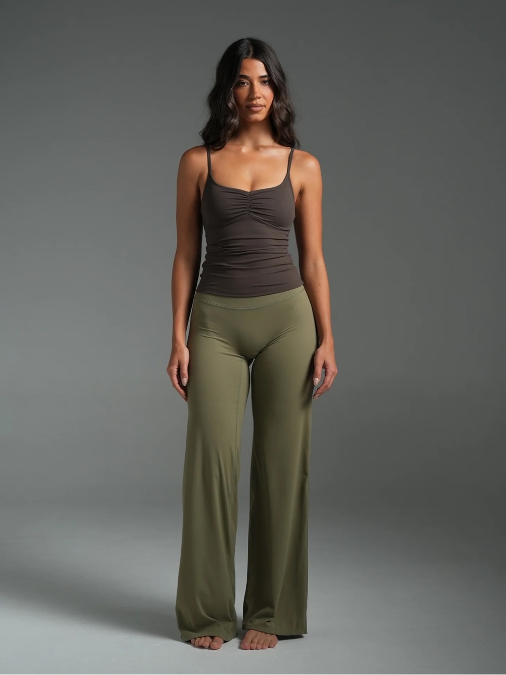 SWT Active FLX Khaki/olive Wide-Leg Women's Leggings - Comfortable Flow